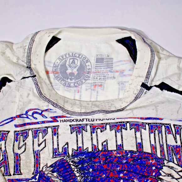 Affliction Native American Customs Live Fast White Long Sleeve T-Shirt Men Sz. M - Picture 8 of 11